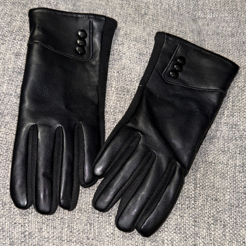Women’s black faux leather driving gloves size l/xl
